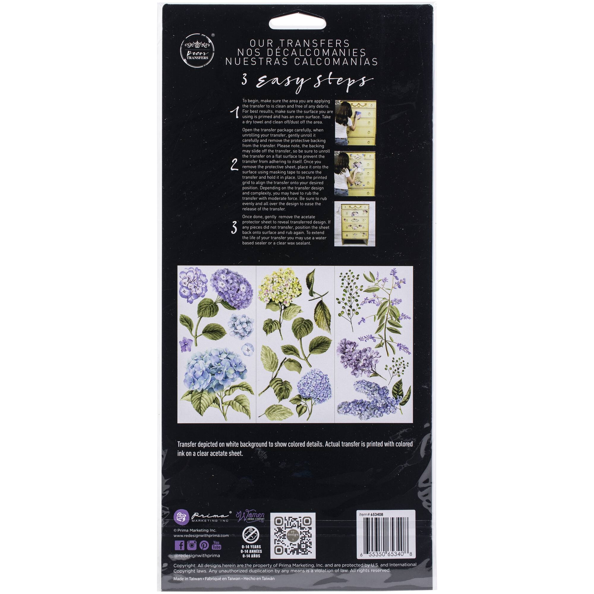Prima® Re-Design Mystic Hydrangeas Décor Transfers